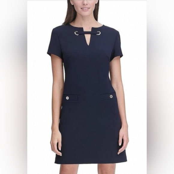 Tommy Hilfiger Dresses & Skirts - Tommy Hilfiger Scuba Crepe Sheath Dress In Navy Womens Size 8 New With Tags